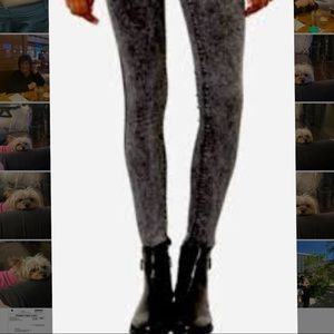 Topshop Moto Leigh Grey Acid Wash Skinny Jeans with gold studs embellishments 32